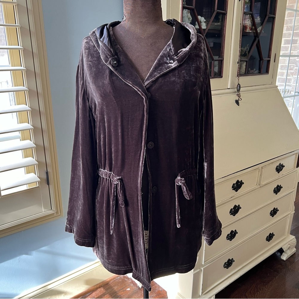 J. Jill Dark Brown Silk Velvet Jacket, Petite Lrg